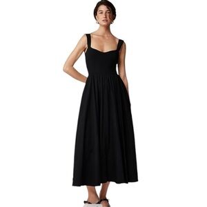 NEW J. CREW Sweetheart Tank Dress with Poplin Skirt in Black Size XXS